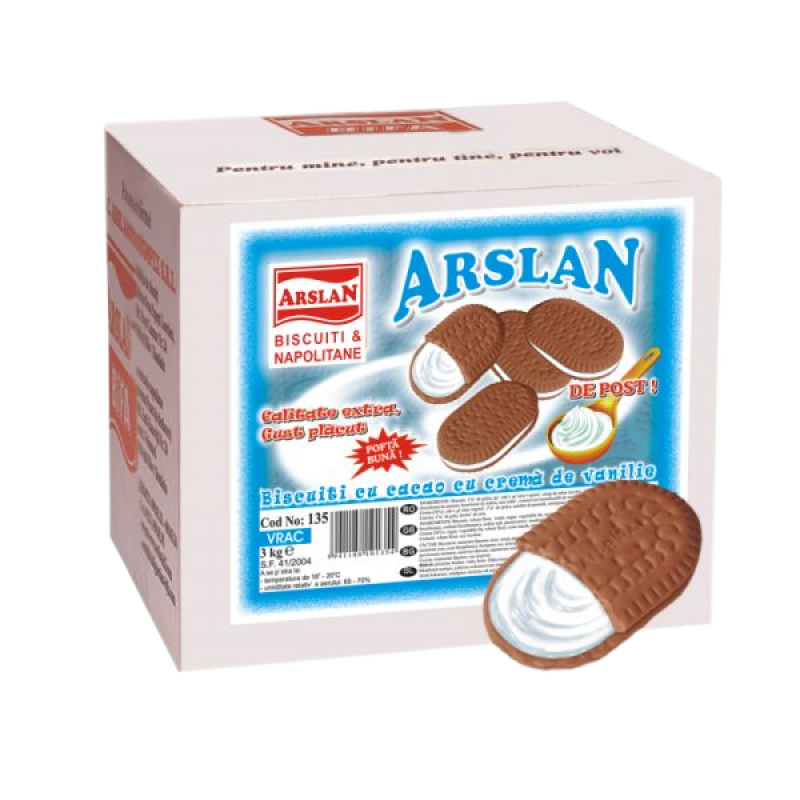Biscuiti Arslan de cacao cu crema vanilie